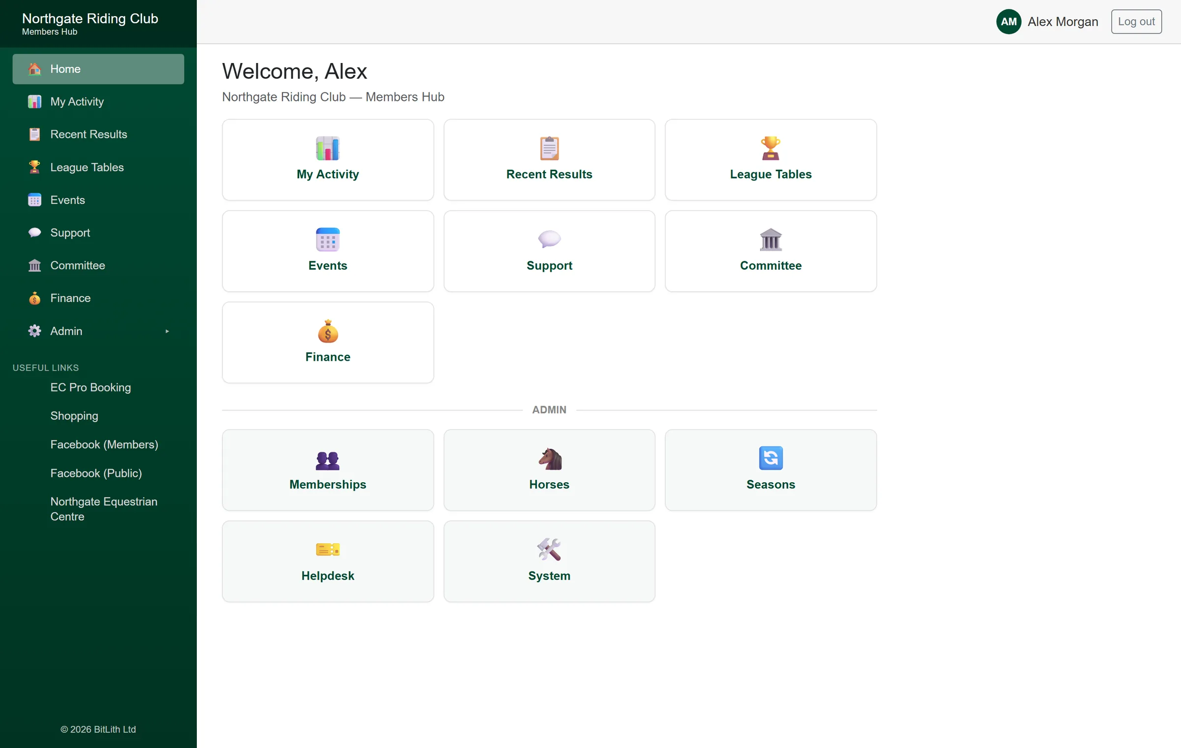 Members Hub screenshot: the dashboard adapts to whoever signed in.